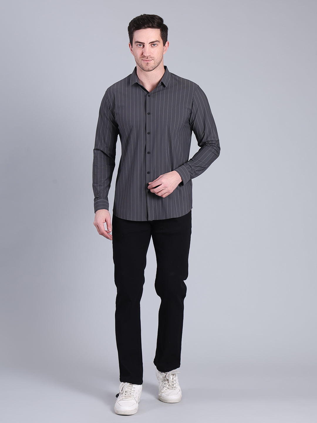 Stylox Men’s Striped Partywear Shirt | Slim Fit Full Sleeve Formal-Casual Shirt For Men