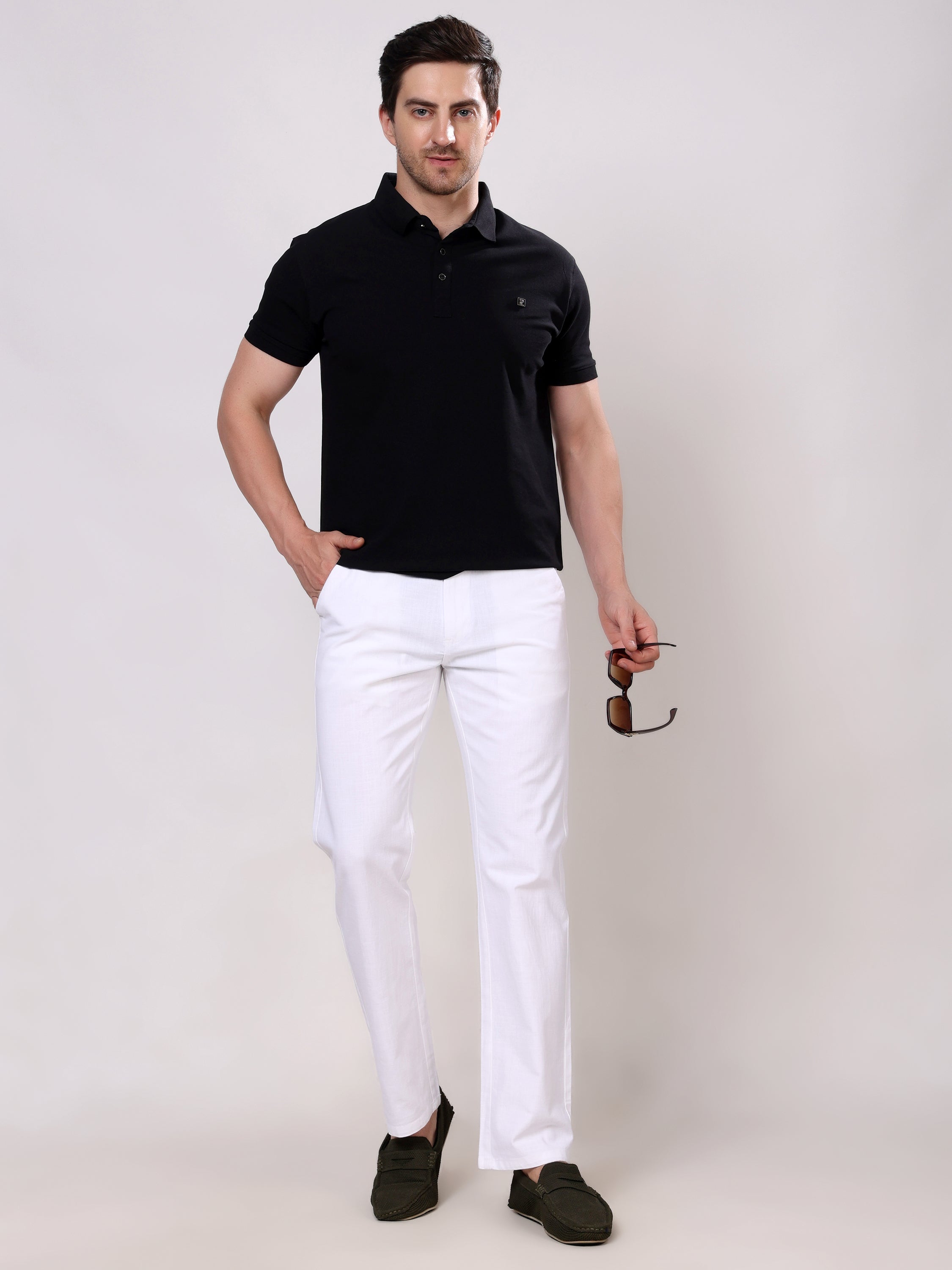 Stylox Men's Comfort Fit Non-Stretch Casual Trouser with Elastic Waist
