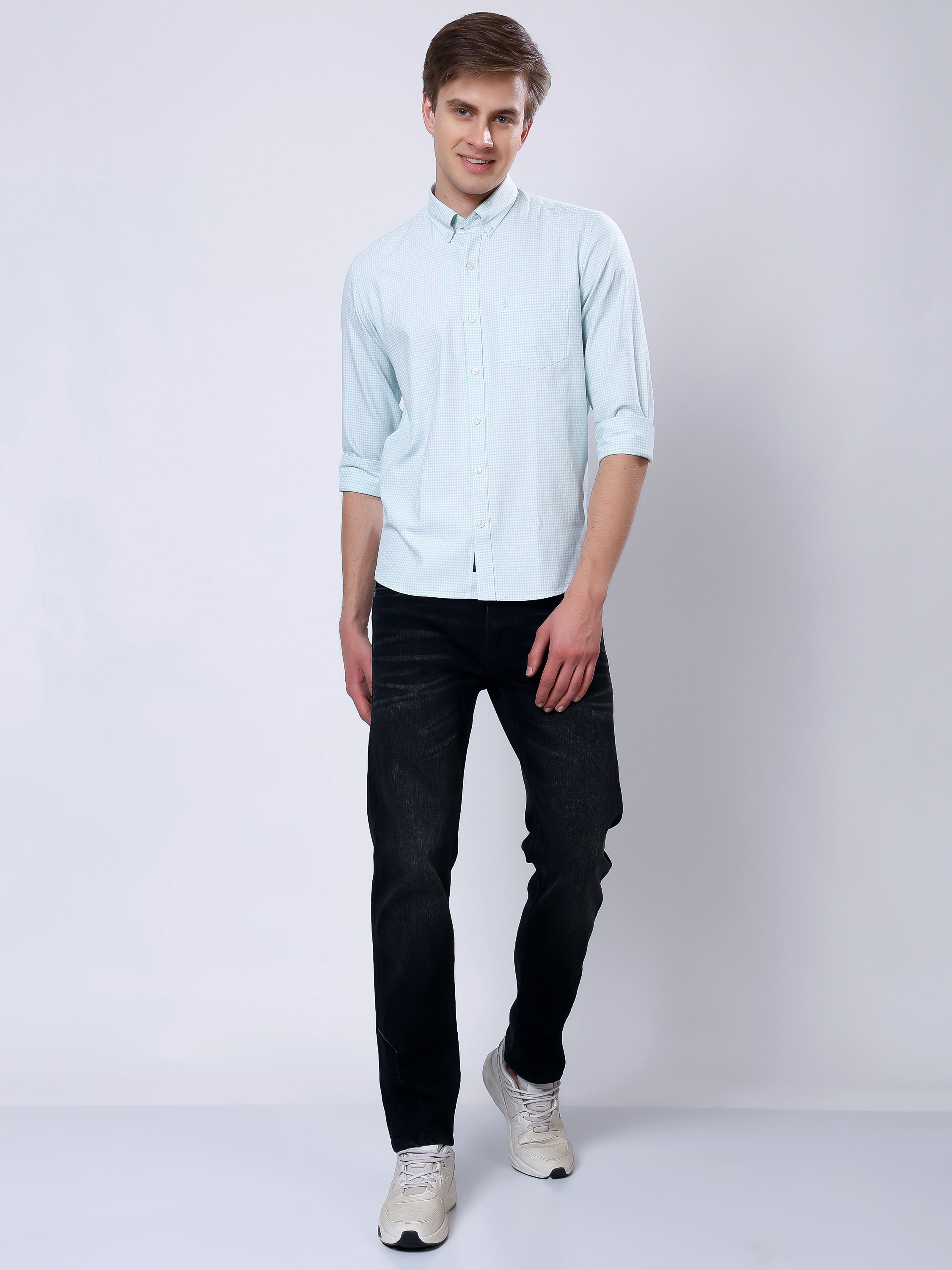 Stylox Men’s Regular Fit Full Sleeve Micro Check Casual Shirt - Stylox