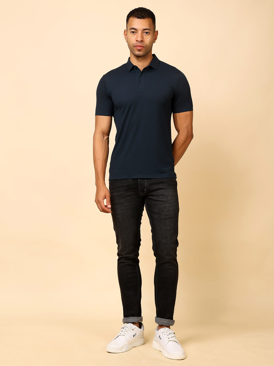 Stylox Premium Stretchable Nylon-Spandex Solid Polo T-Shirt – Sleek Comfort & Performance - Stylox