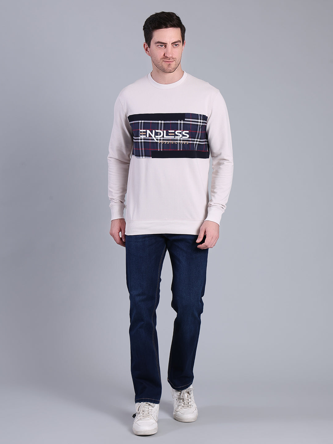 Stylox Men’s Printed Sweatshirt | Crew Neck Sweatshirt with Chest Print | Full Sleeve Casual Winter Wear