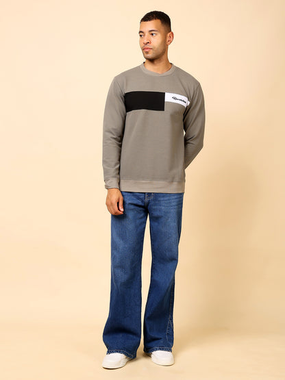 Stylox Men’s Colorblock Crew Neck Sweatshirt with “Revolution” Print