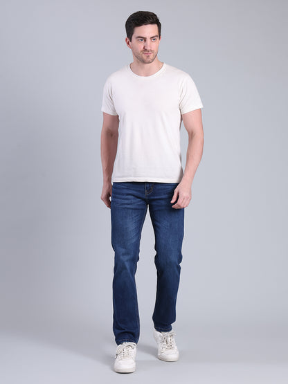 Stylox Men’s Comfort Fit Jeans | Mid Rise Straight Leg Washed Denim for Everyday Wear