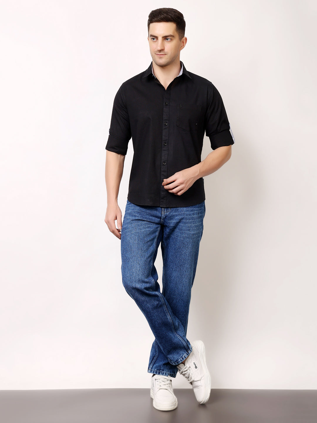 Stylox Men’s Regular Fit Oxford Full Sleeve Solid Shirt | Premium Cotton Blend Casual & Formal Wear - Stylox