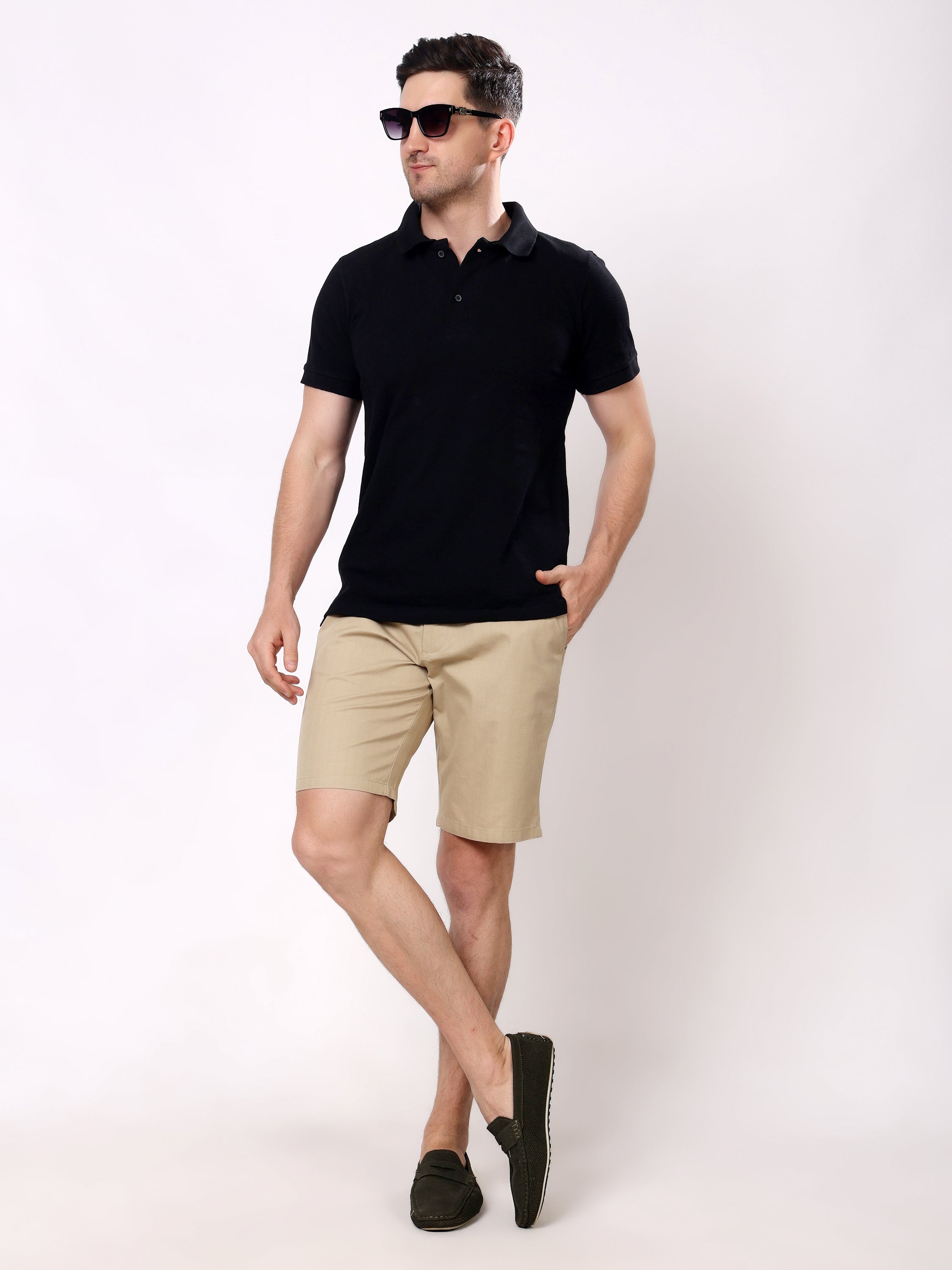 Stylox Men's Regular Fit Cotton Casual Summer Shorts with Elastic Waist & Drawstring