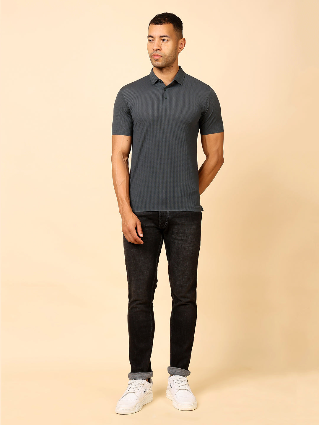 Stylox Premium Stretchable Nylon-Spandex Solid Polo T-Shirt – Sleek Comfort &amp; Performance