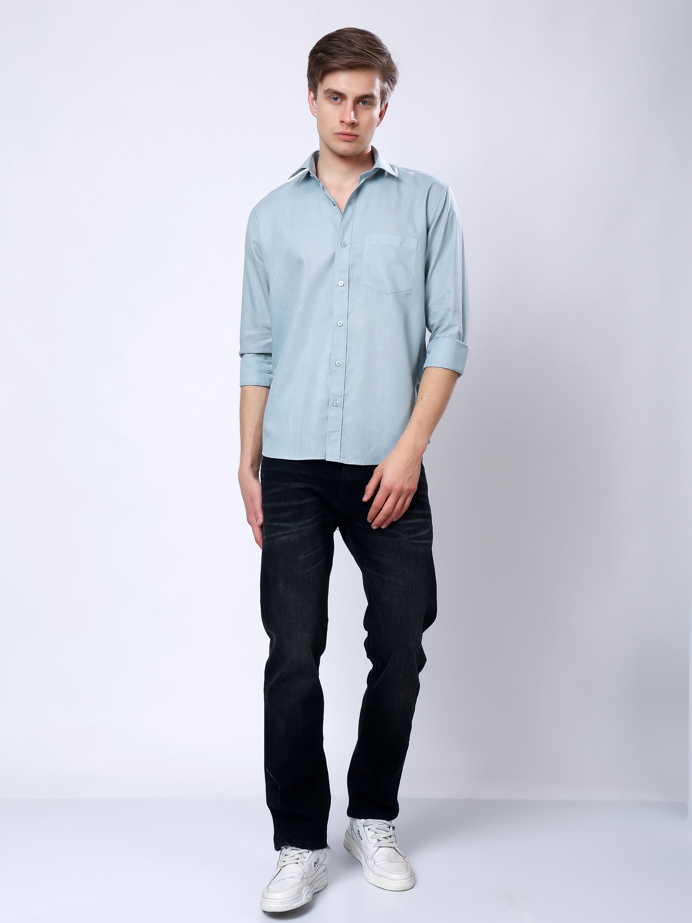 Stylox Men’s Regular Fit Full Sleeve Solid Casual Shirt - Stylox