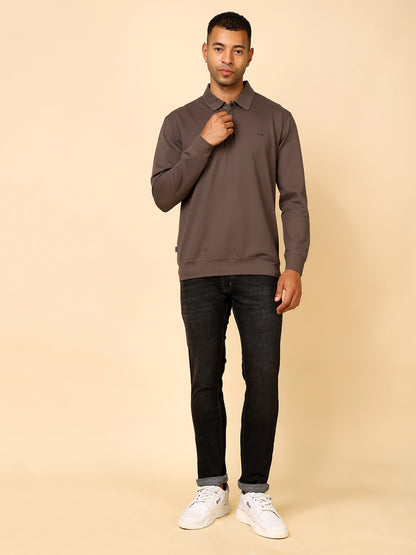 Stylox Men’s Polo Neck Sweatshirt with Button Placket
