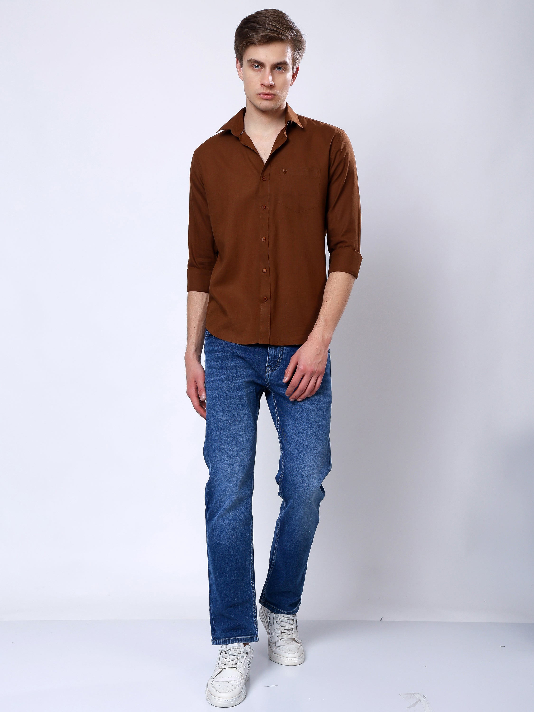 Stylox Men’s Regular Fit Full Sleeve Solid Casual Shirt - Stylox