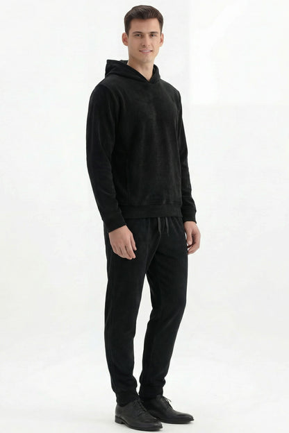 Stylox Men’s Regular Fit Ribbed Tracksuit Set (Hooded Sweatshirt + Jogger Pants)