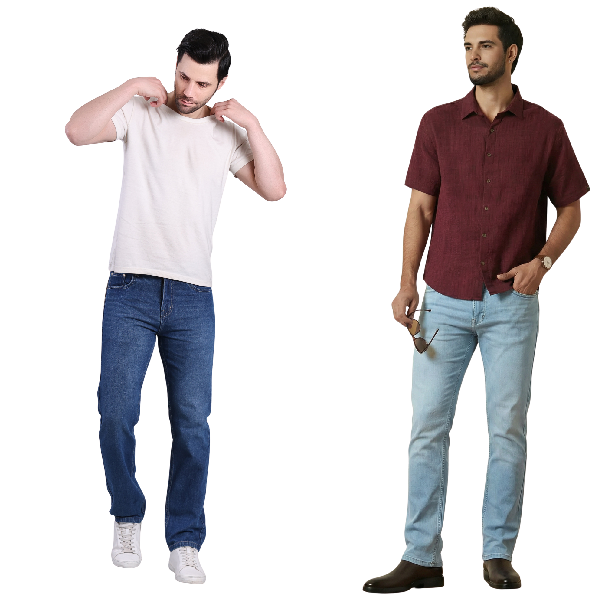 Stylox Men's Straight Fit Denim Jeans Pack of 2 (Light Blue & Ice Blue) - Stylox