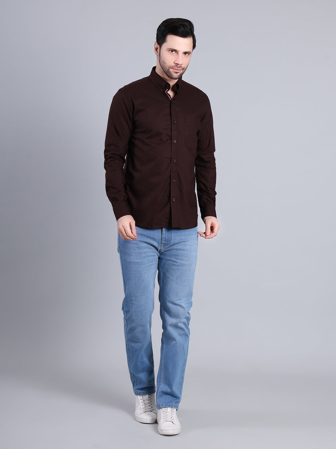 Stylox Men’s Regular Fit Full Sleeve Solid Casual Shirt for Everyday &amp; Office Wear (Rust)