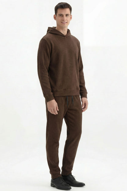 Stylox Men’s Regular Fit Ribbed Tracksuit Set (Hooded Sweatshirt + Jogger Pants)