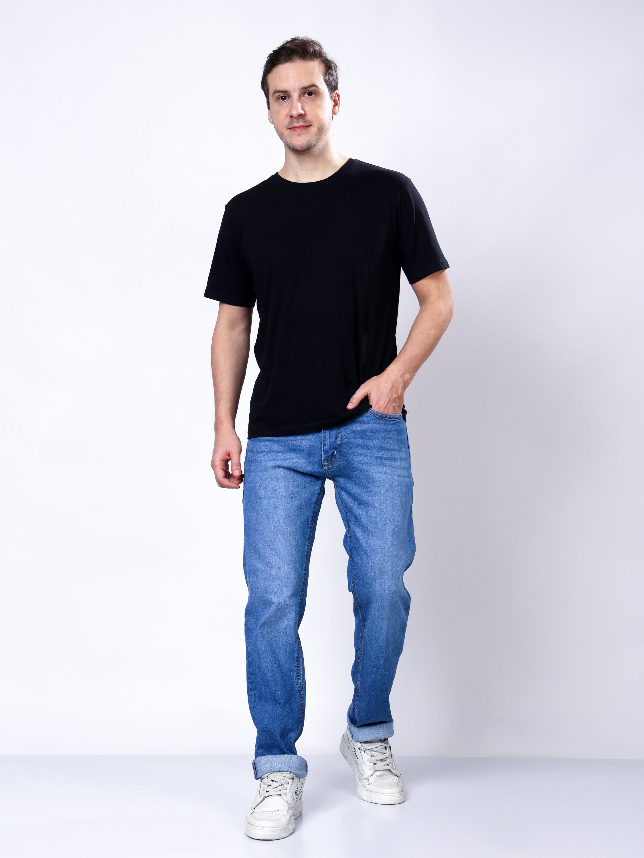 Stylox Men’s Slim Fit Stretchable Light Blue Denim Jeans - Stylox