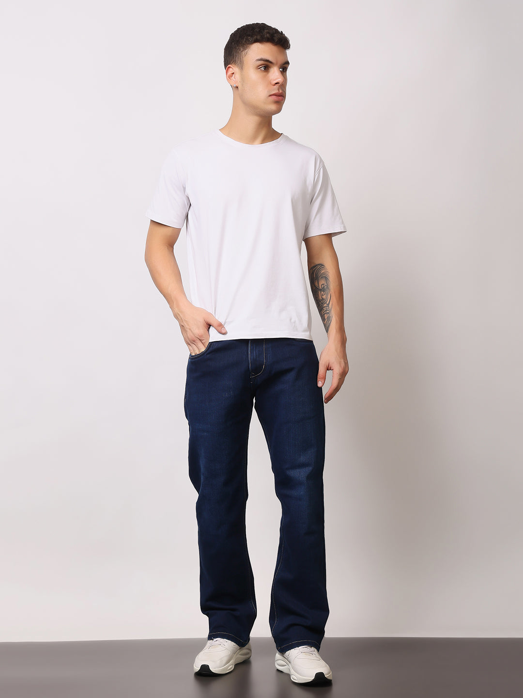 Stylox Men’s Bootcut Fit Stretchable Mid Rise Solid Denim Jeans - Stylox