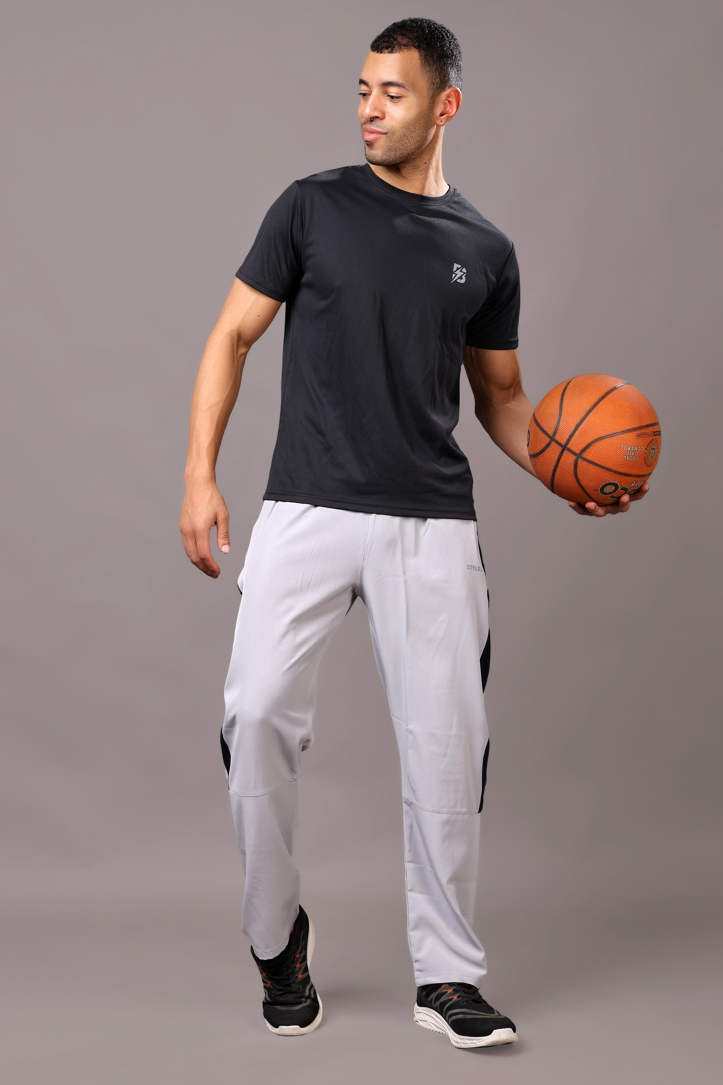 Stylox Classic Men’s Trackpants with Elastic Waist & Side Pockets (Light Grey) - Stylox