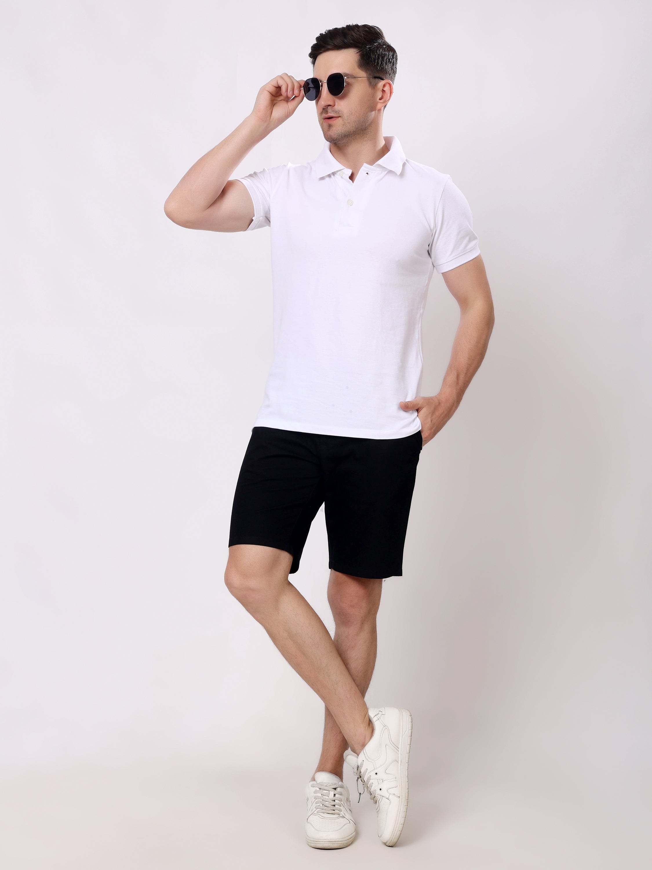Stylox Men's Regular Fit Cotton Casual Summer Shorts with Elastic Waist & Drawstring