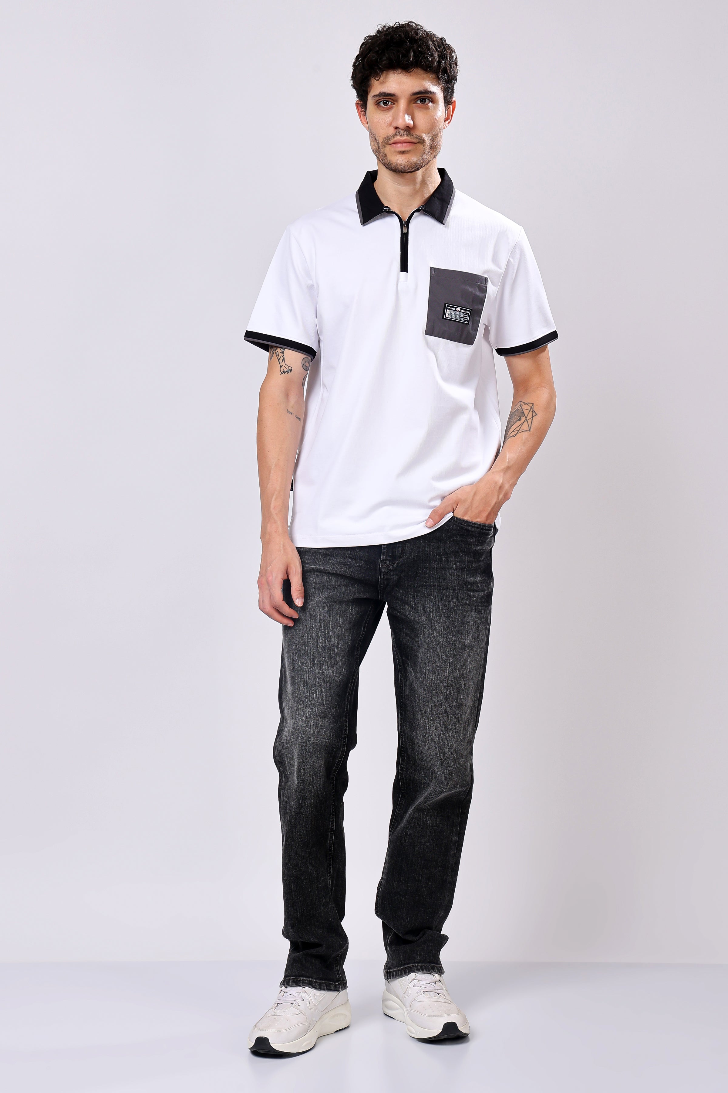 Stylox Men’s Polo Neck Solid T-Shirt with Single Pocket – Classic Style, Comfortable & Smart Casual Wear - Stylox