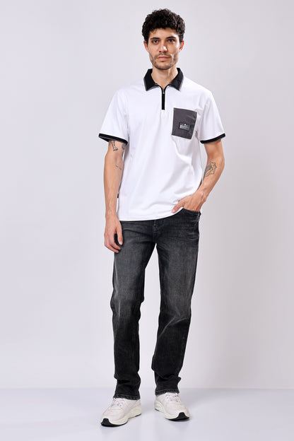 Stylox Men’s Polo Neck Solid T-Shirt with Single Pocket – Classic Style, Comfortable &amp; Smart Casual Wear