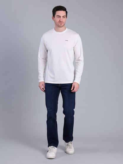 Stylox Men’s Full Sleeve Round Neck T-Shirt | Solid Slim Fit Cotton Blend Casual Tee