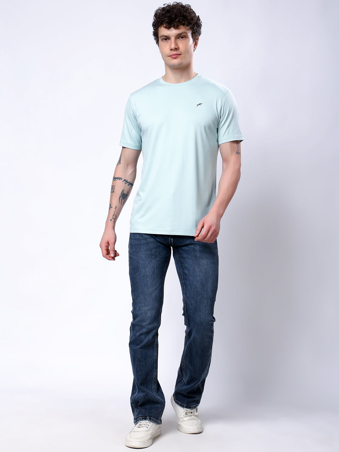 Stylox Men’s Regular Fit Round Neck Half Sleeve Casual Solid T-Shirt–Pista - Stylox