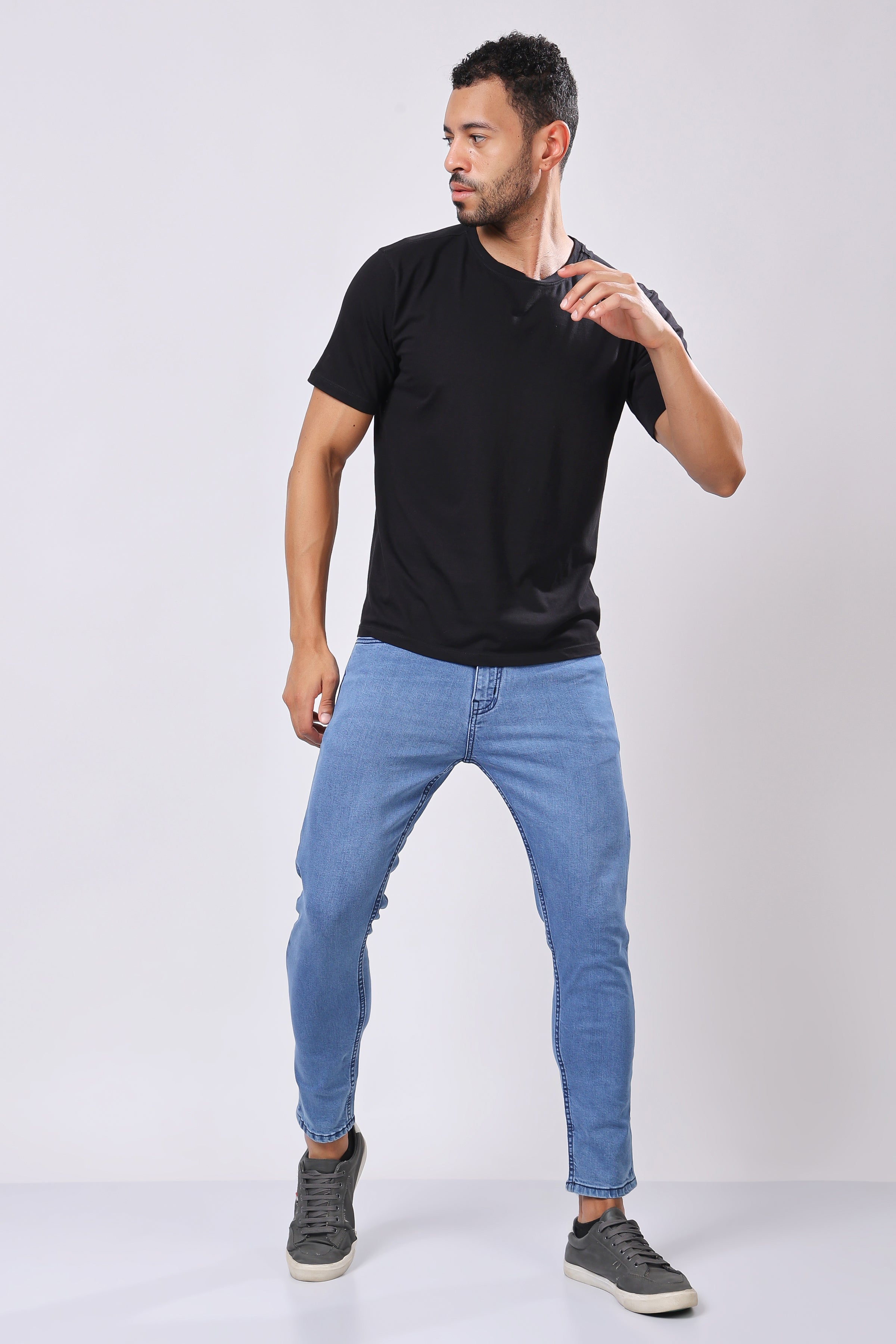 Stylox Men’s Ankle Fit Denim Jeans - Dark Blue & Light Blue,