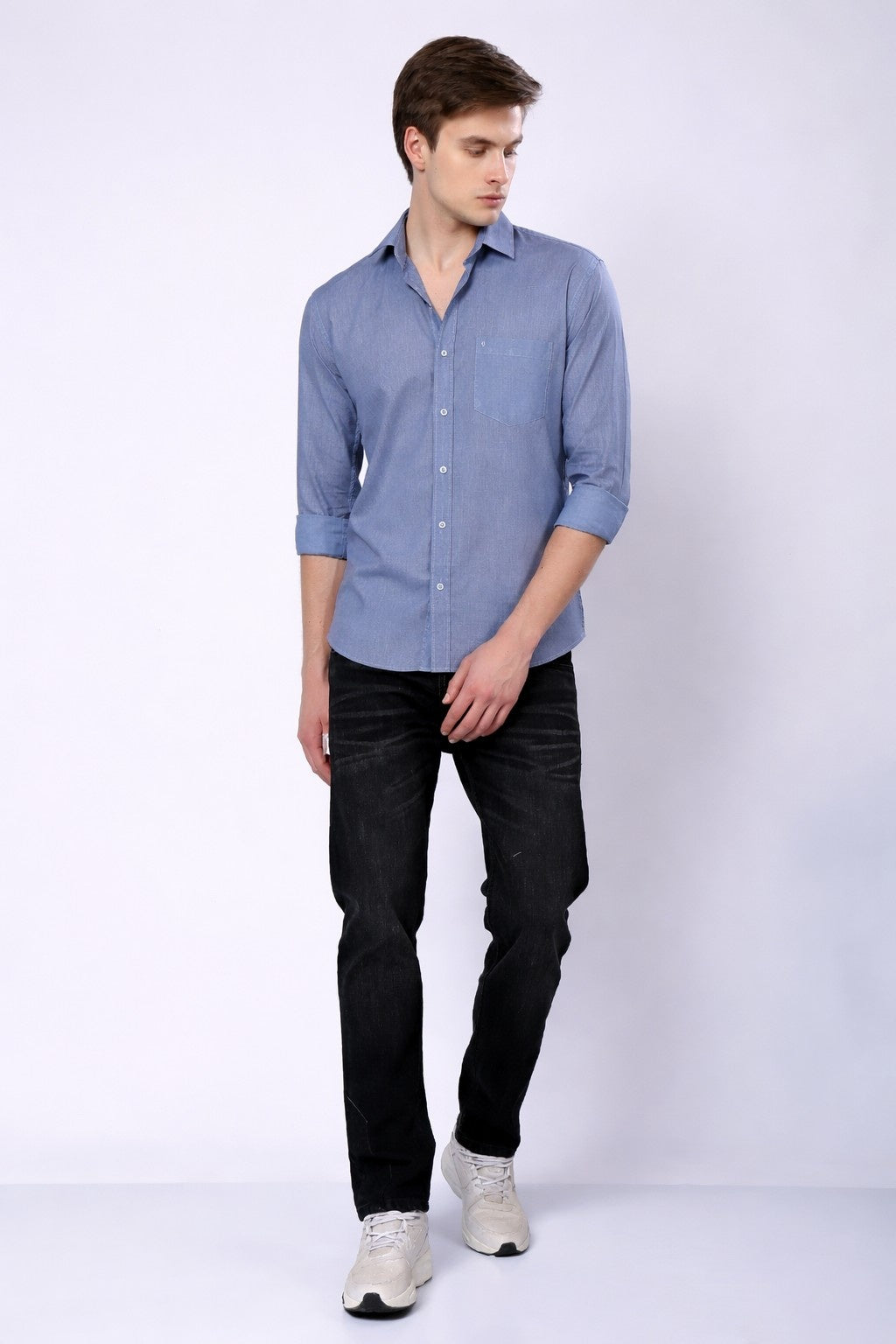 Stylox Men’s Regular Fit Full Sleeve Solid Casual Shirt - Stylox