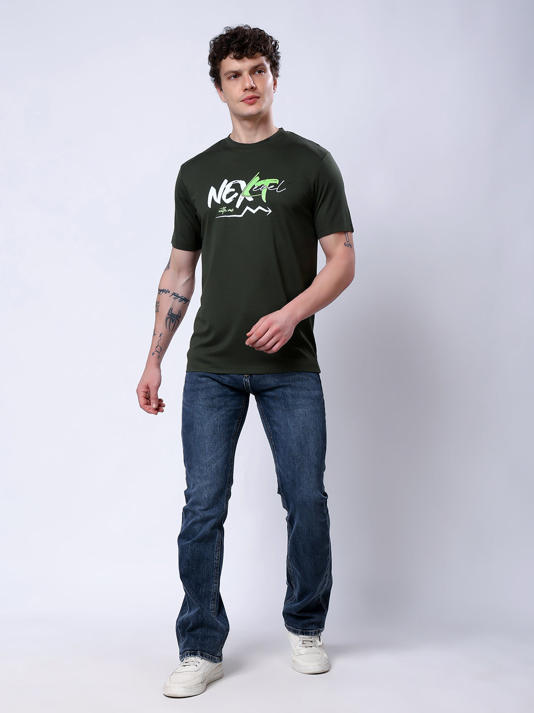 Stylox Next Level Motivational Graphic T-Shirt for Men-Olive - Stylox