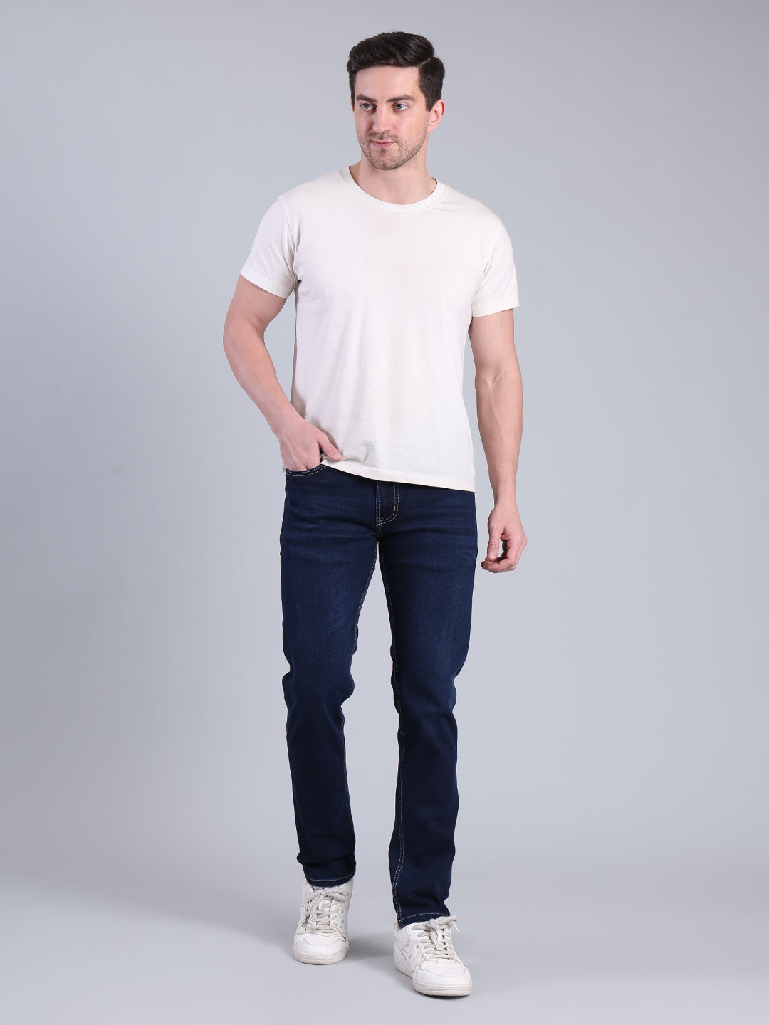Stylox Redefined Slim Fit Solid Men’s Jeans – Stylish & Comfortable Everyday Wear (Dark Blue) - Stylox
