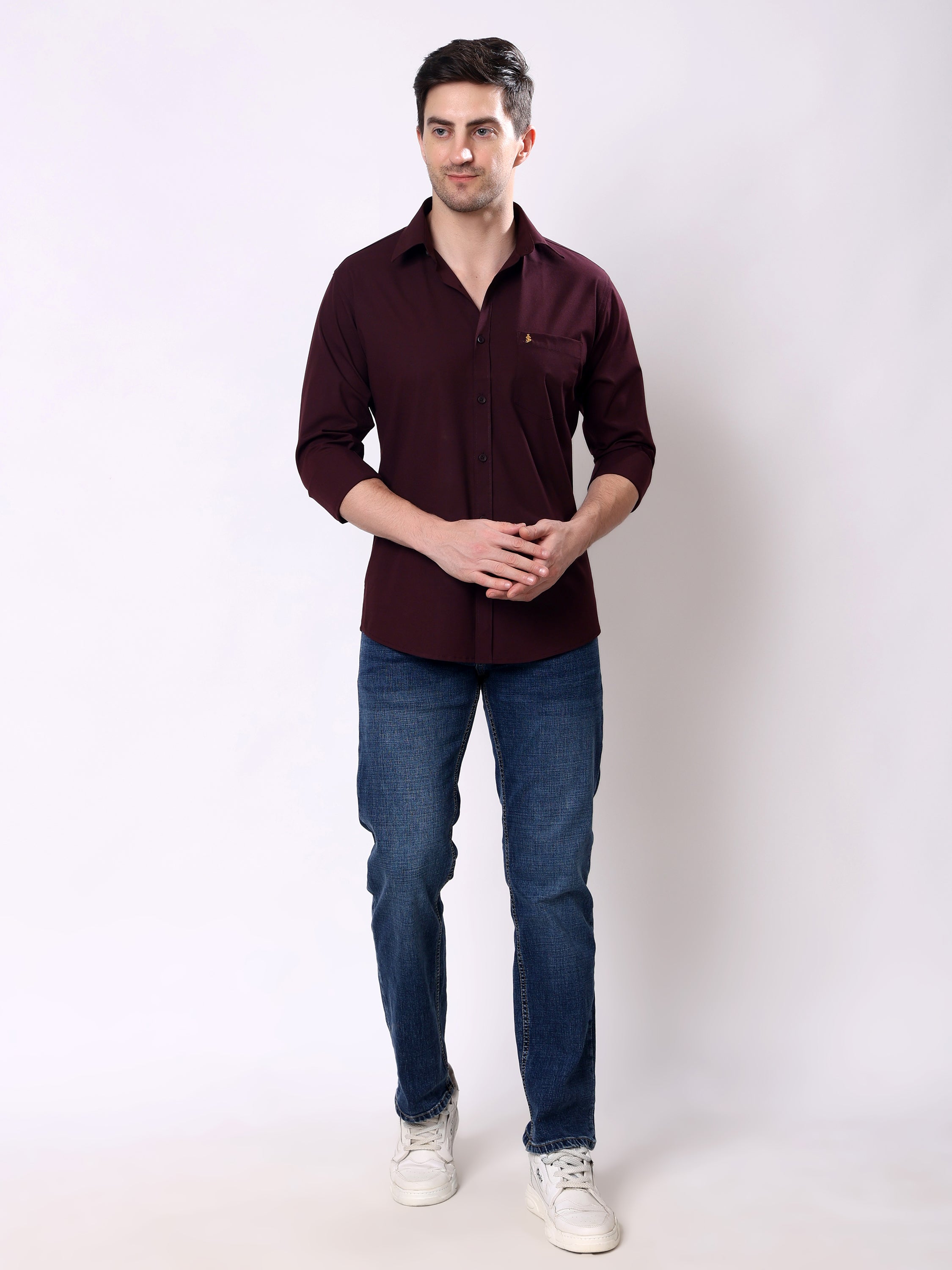 Stylox Men’s Regular Fit Full Sleeve Solid Casual Shirt - Stylox