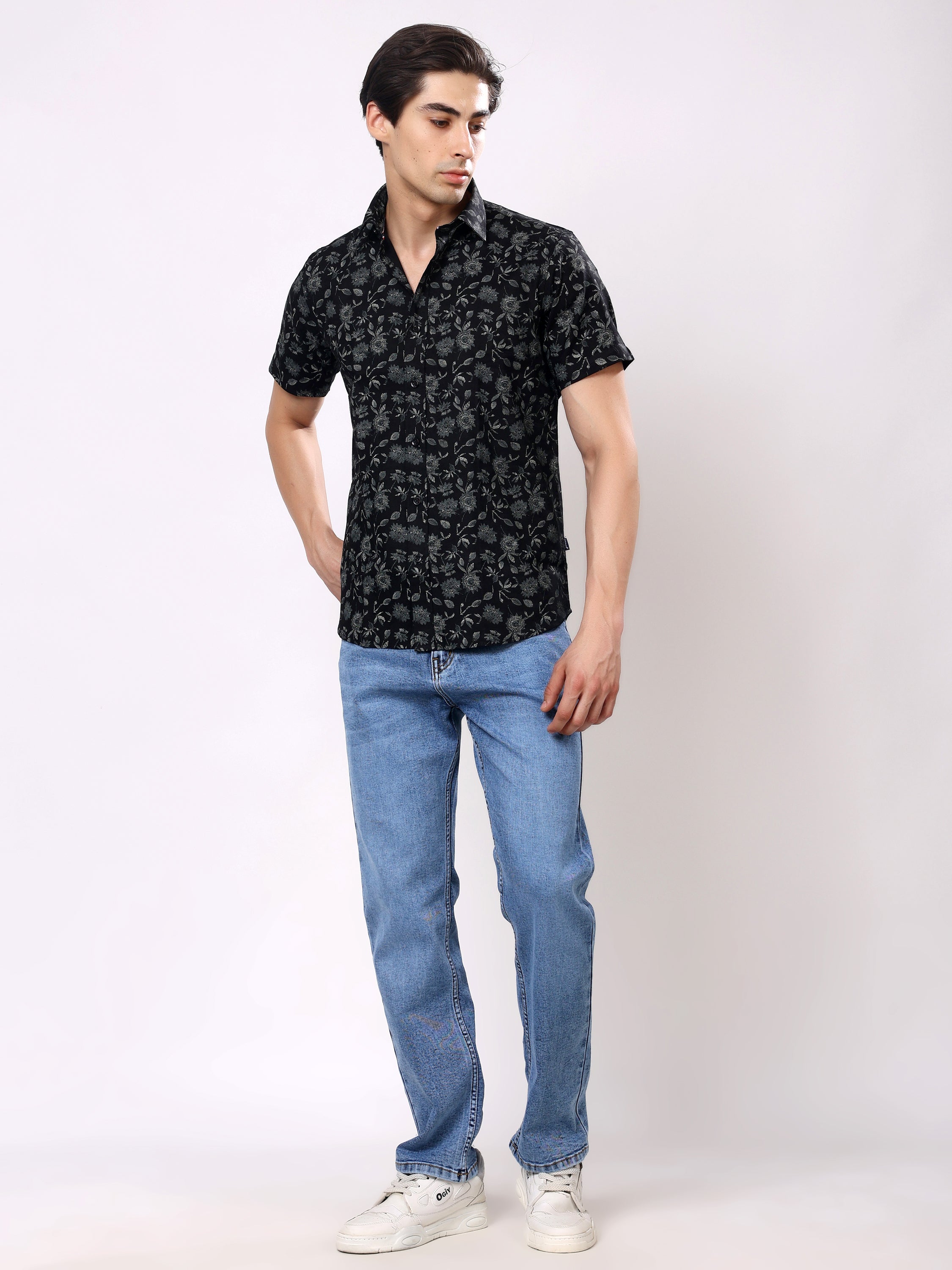Stylox Men’s Regular Fit Half Sleeve Stylish Floral Printed Casual Summer Shirt