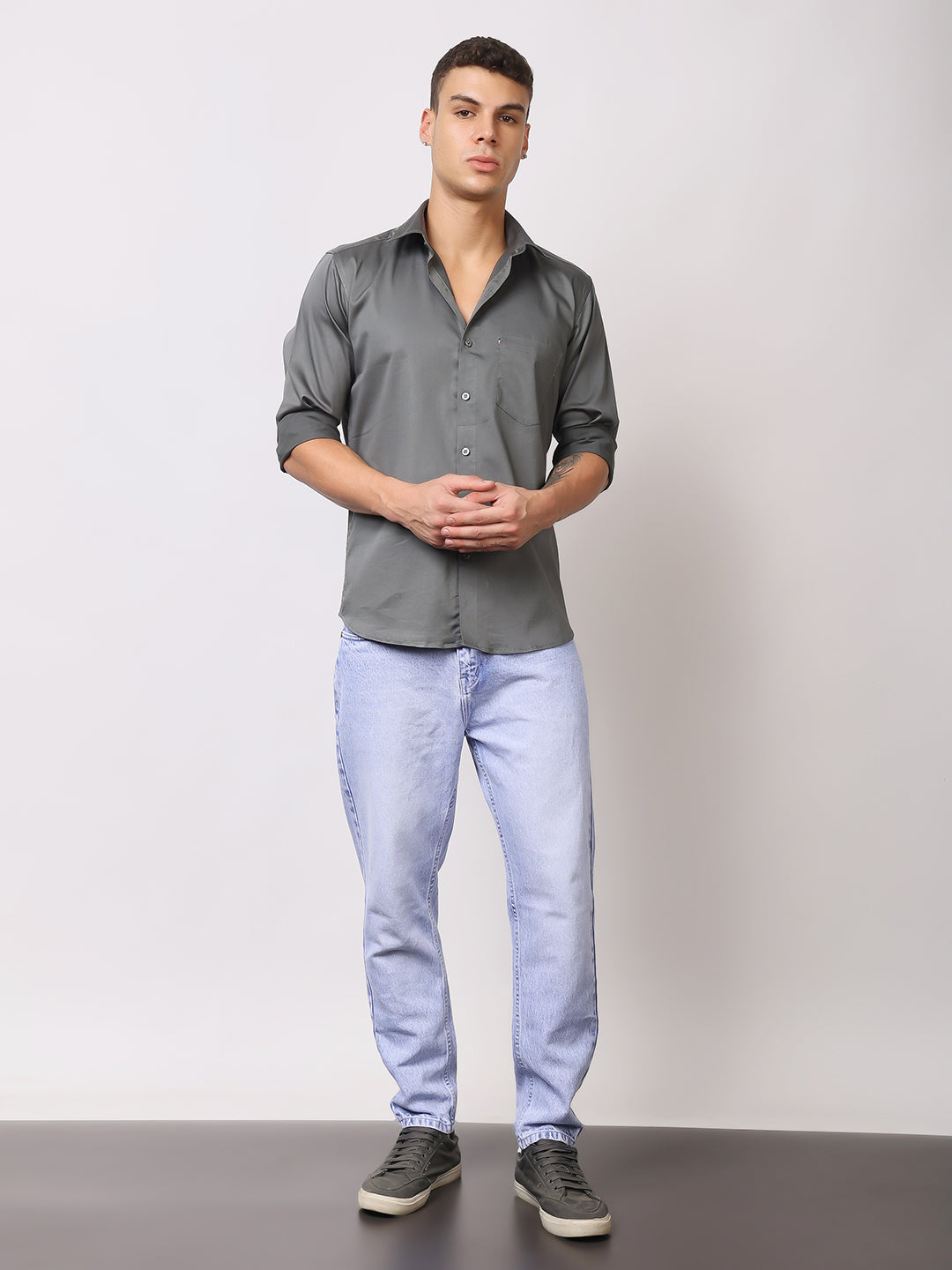 Stylox Men's Full Sleeve Solid Partywear Casual Shirt – Premium Shine Finish Cotton Blend Regular Fit Shirt for Stylish Evening & Occasion Wear - Stylox