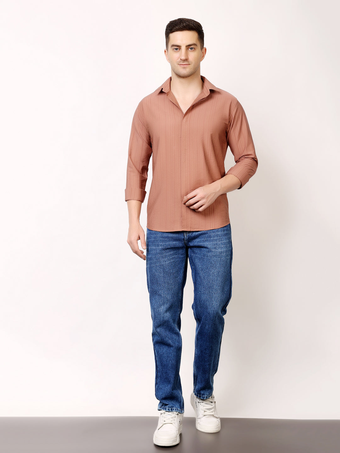 Stylox Men's Regular Fit Solid Full Sleeve Casual Shirt – Soft Cotton Blend, Comfortable & Stylish Everyday Wear - Stylox