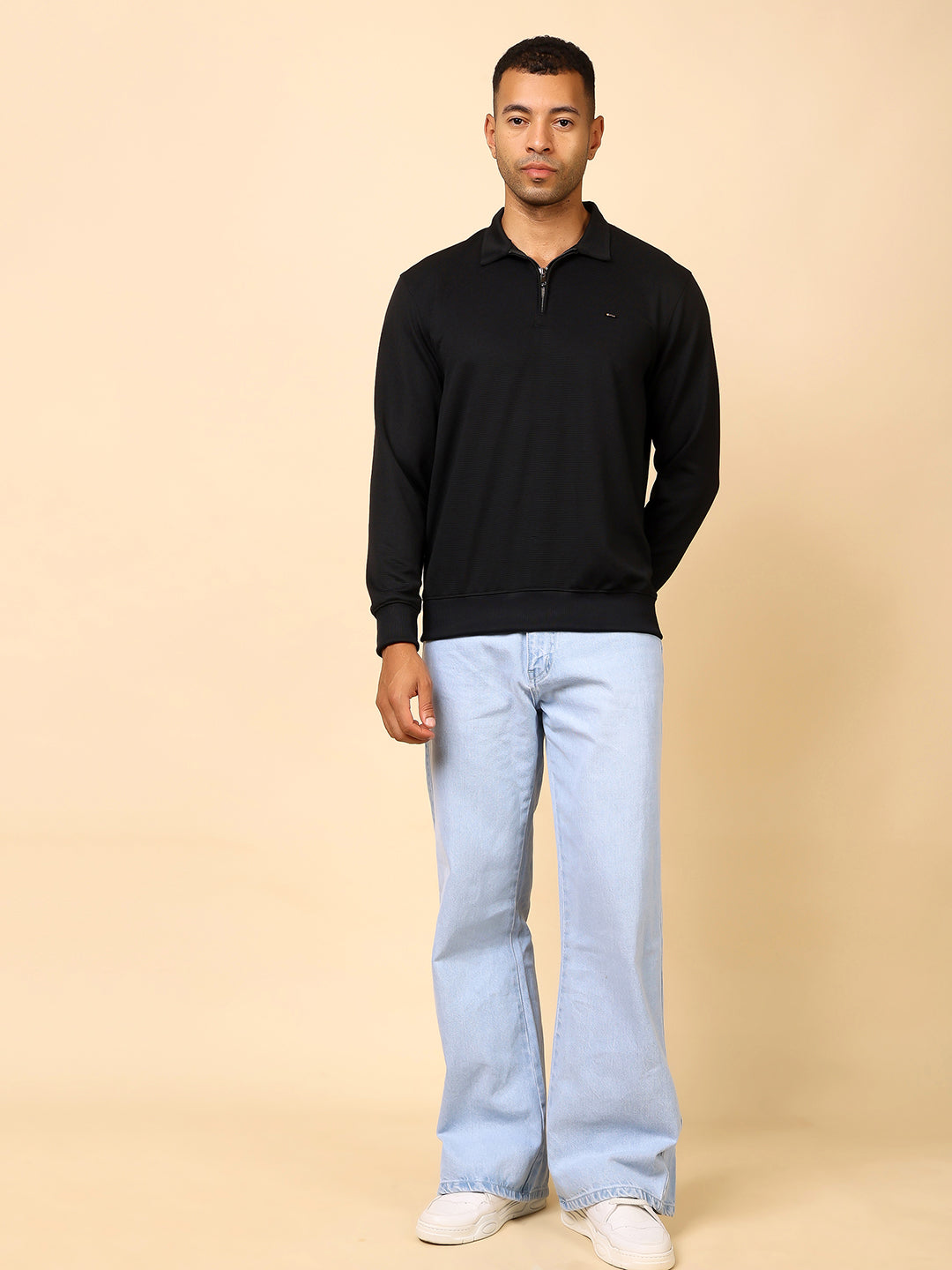 Stylox Men's Utility Style Zip Neck Sweatshirt