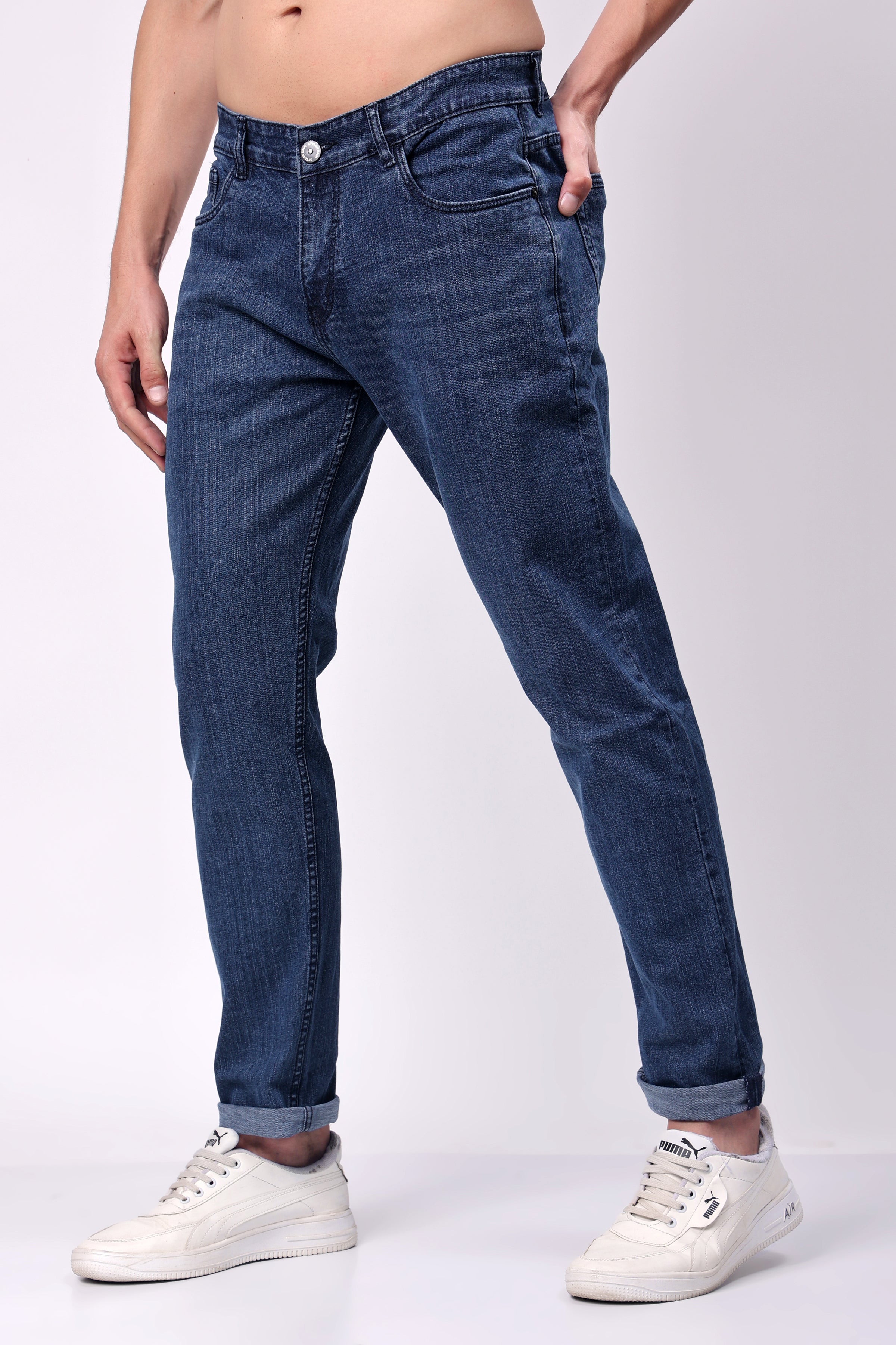 Stylox Men Slim Fit Denim Jeans - Mid Dark Blue, - 5110-11170 - Stylox
