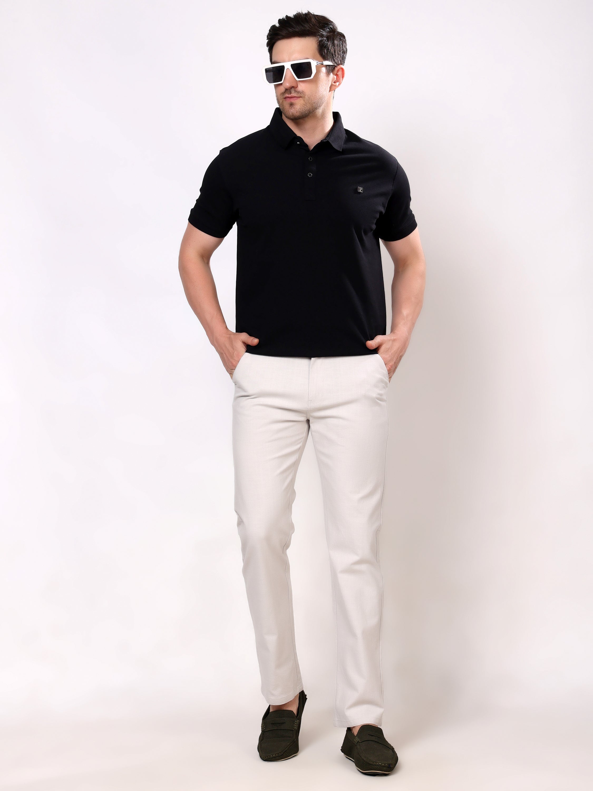 Stylox Men's Comfort Fit Non-Stretch Casual Trouser with Elastic Waist