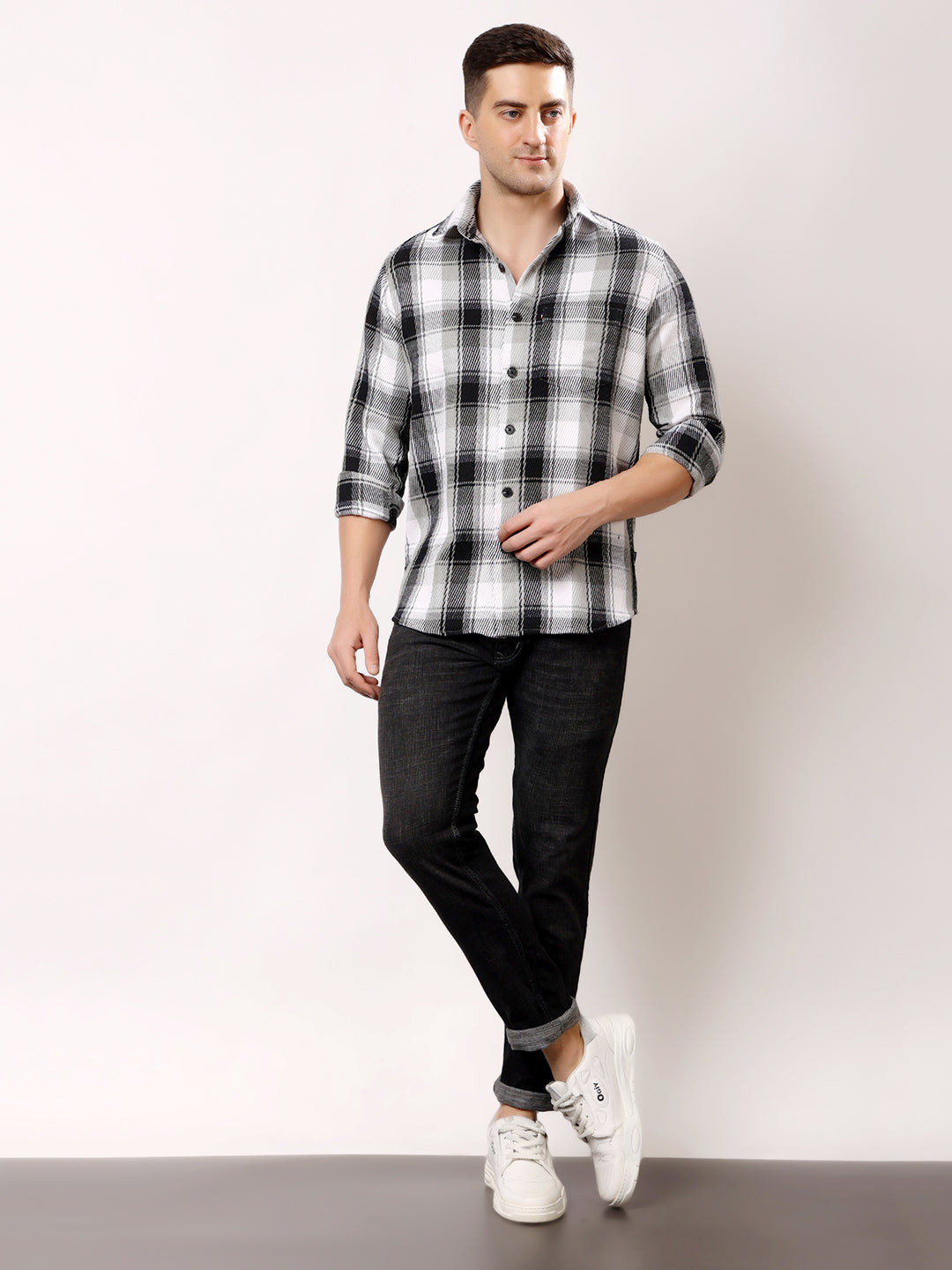 Stylox Men’s Regular Fit Full Sleeve Check Shirt | Casual & Semi-Formal Cotton Checkered Shirt - Stylox