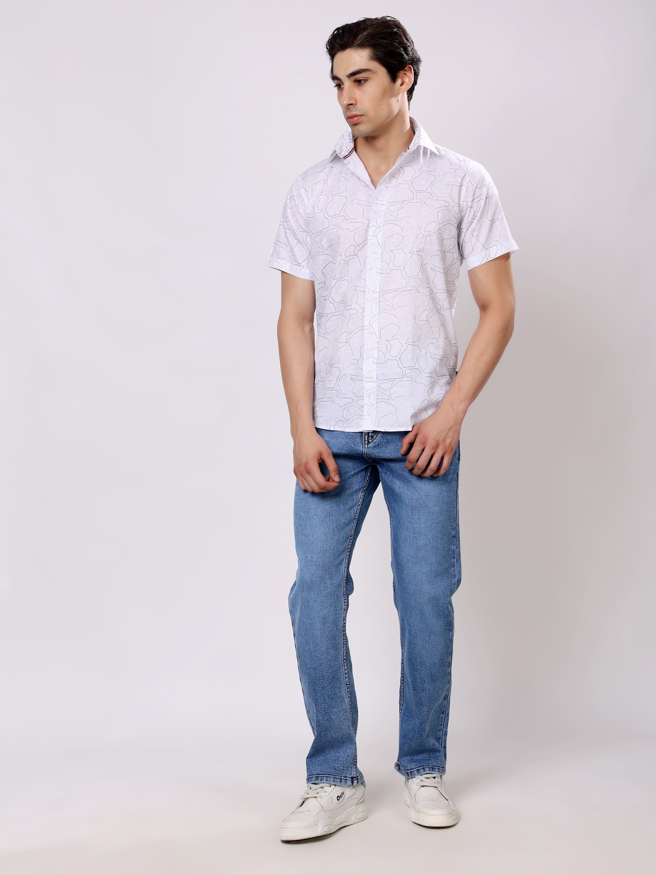 Stylox Men’s Regular Fit Half Sleeve Stylish Abstract Printed Casual Shirt - Stylox