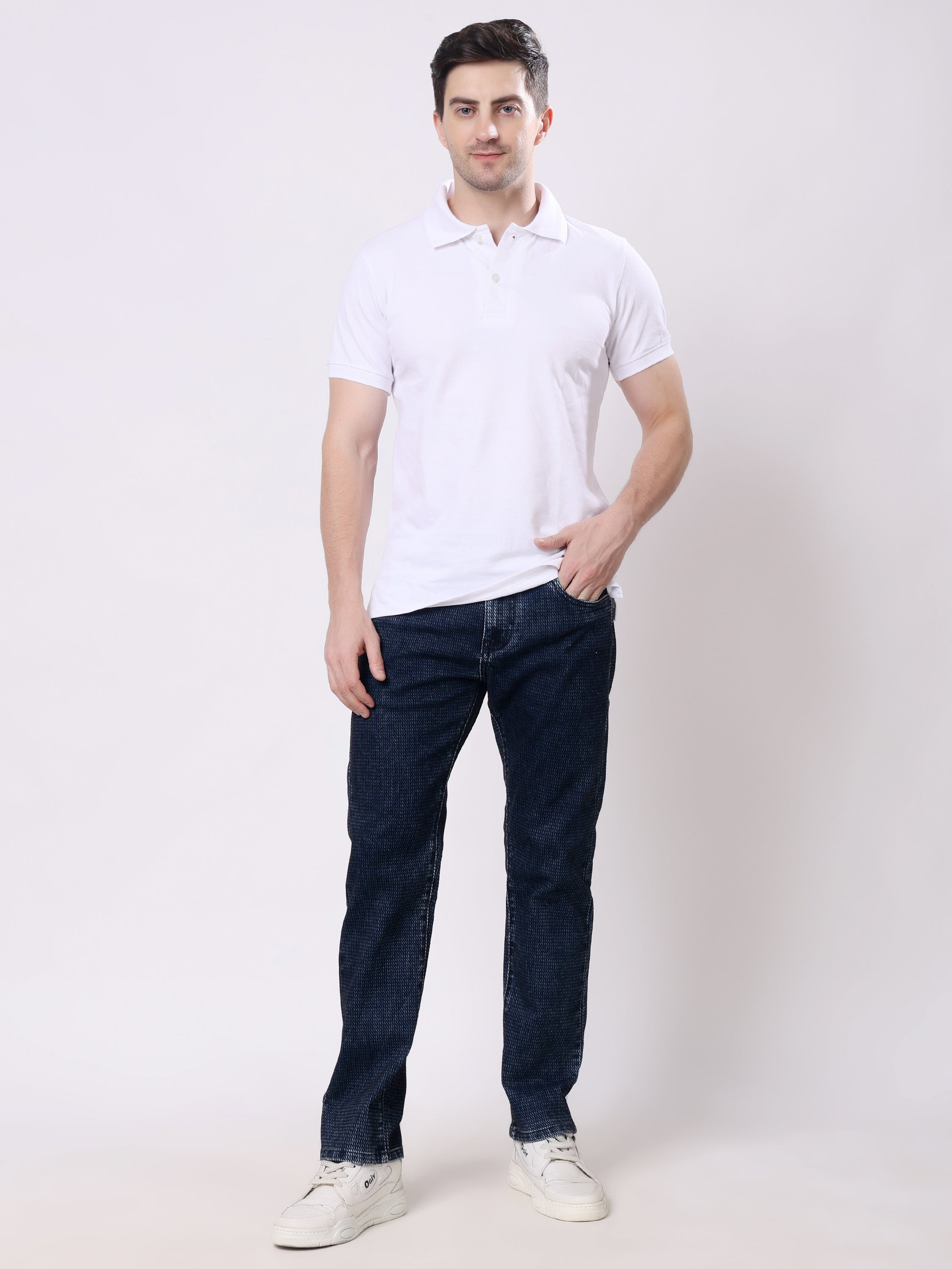 Stylox Men’s Premium Stretchable Comfort Fit Textured Denim Jeans - Stylox