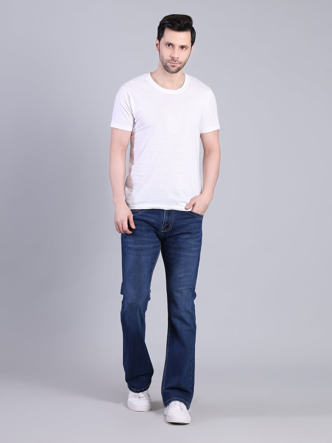 Stylox Men’s Bootcut Fit Non-Stretch Rigid Denim Jeans-Blue - Stylox