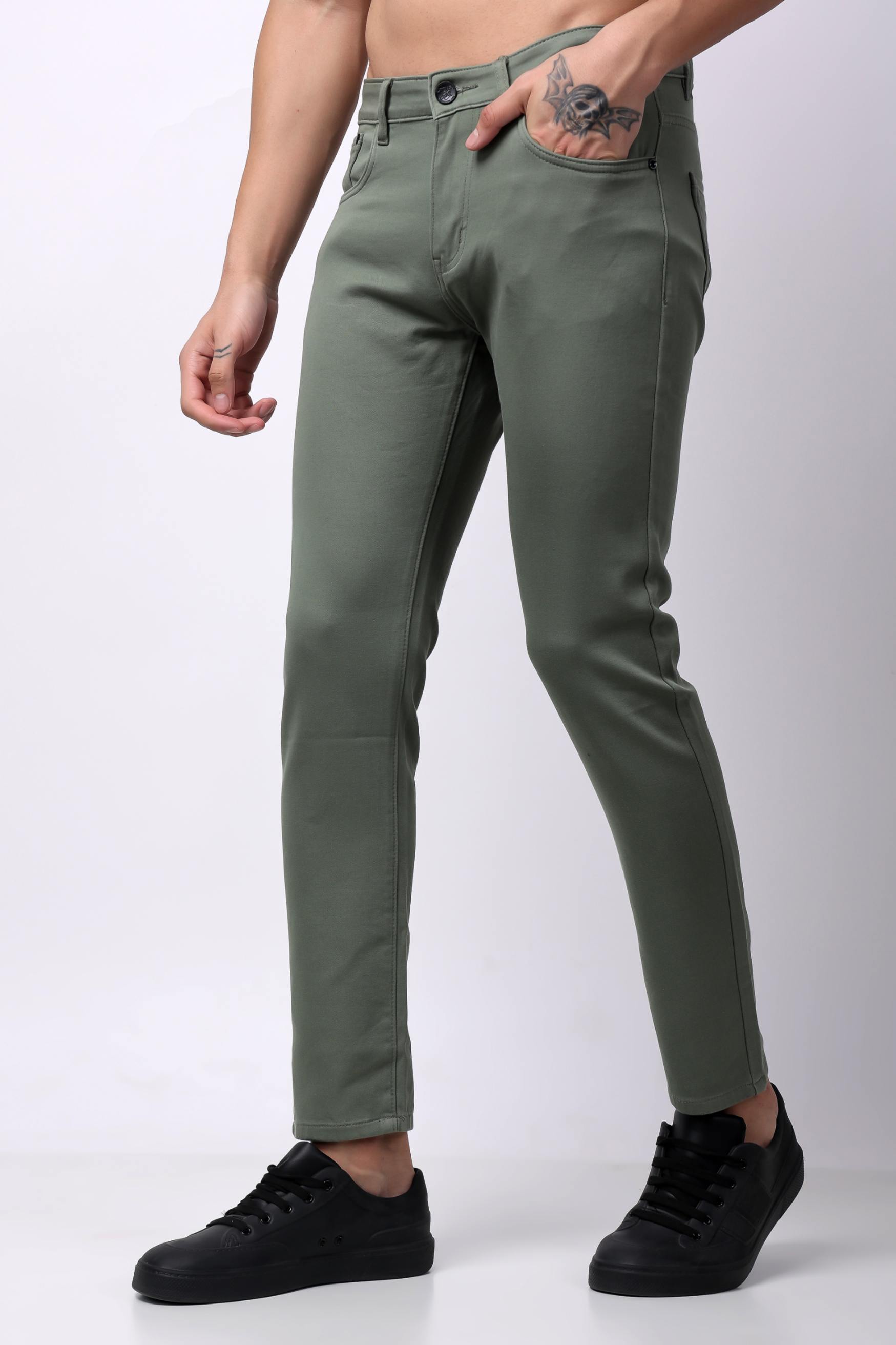 Stylox Men Slim Fit Jeans - Greenish Grey - 5510-10797 - Stylox