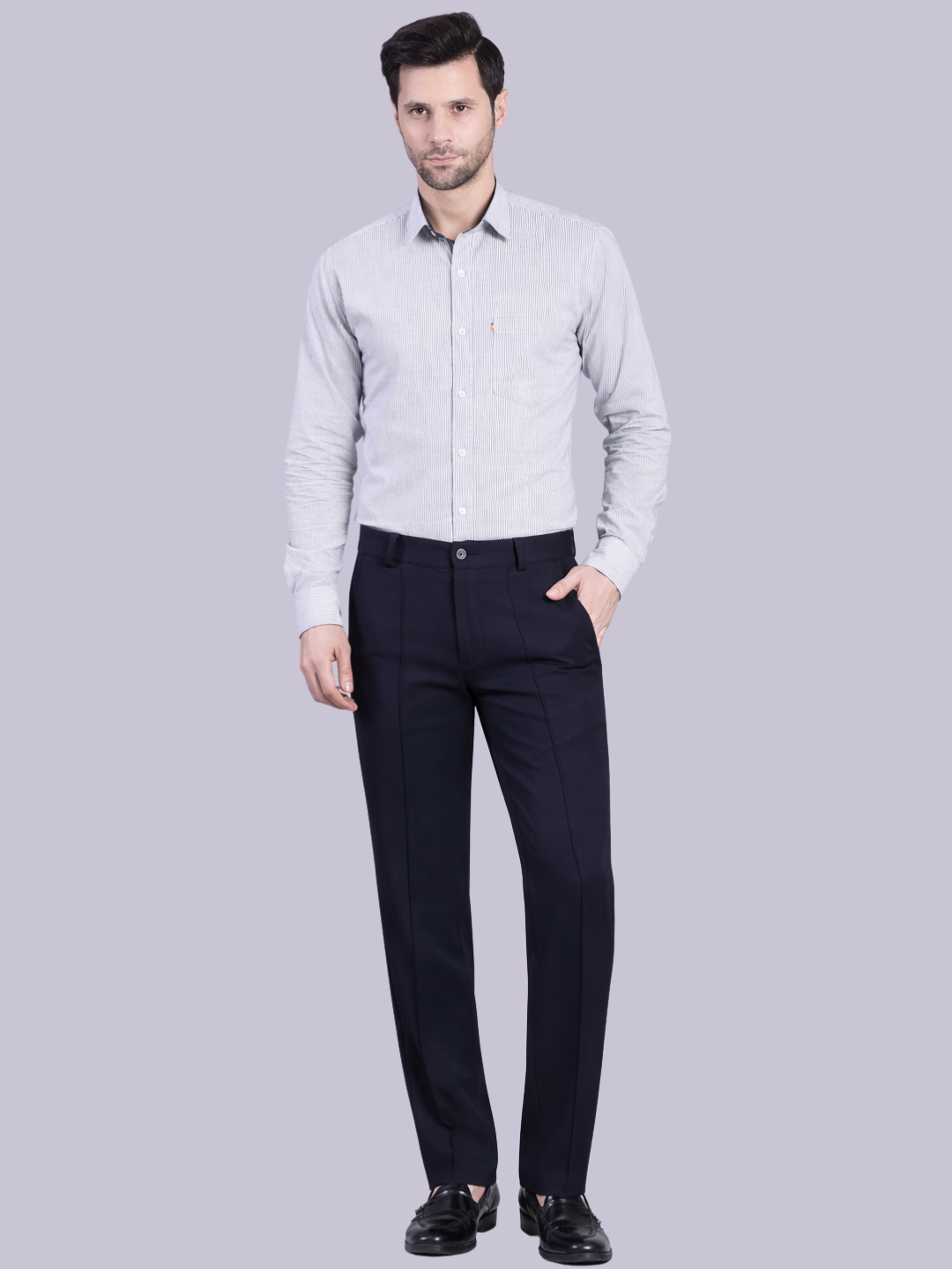 Stylox Men’s Comfort Fit Korean Trousers – Premium Office Wear Pants-Navy