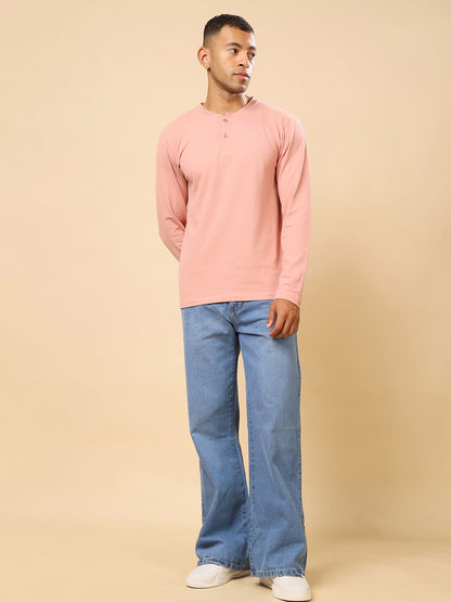 Stylox Men’s Henley Neck Full Sleeve Solid T-Shirt – Casual &amp; Stylish Everyday Wear
