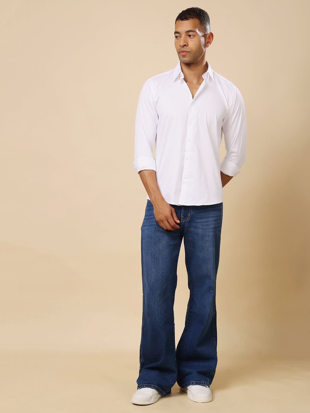 Stylox Men’s Satin Lycra Full Sleeve Solid Shirt – Classic Elegance with Modern Comfort