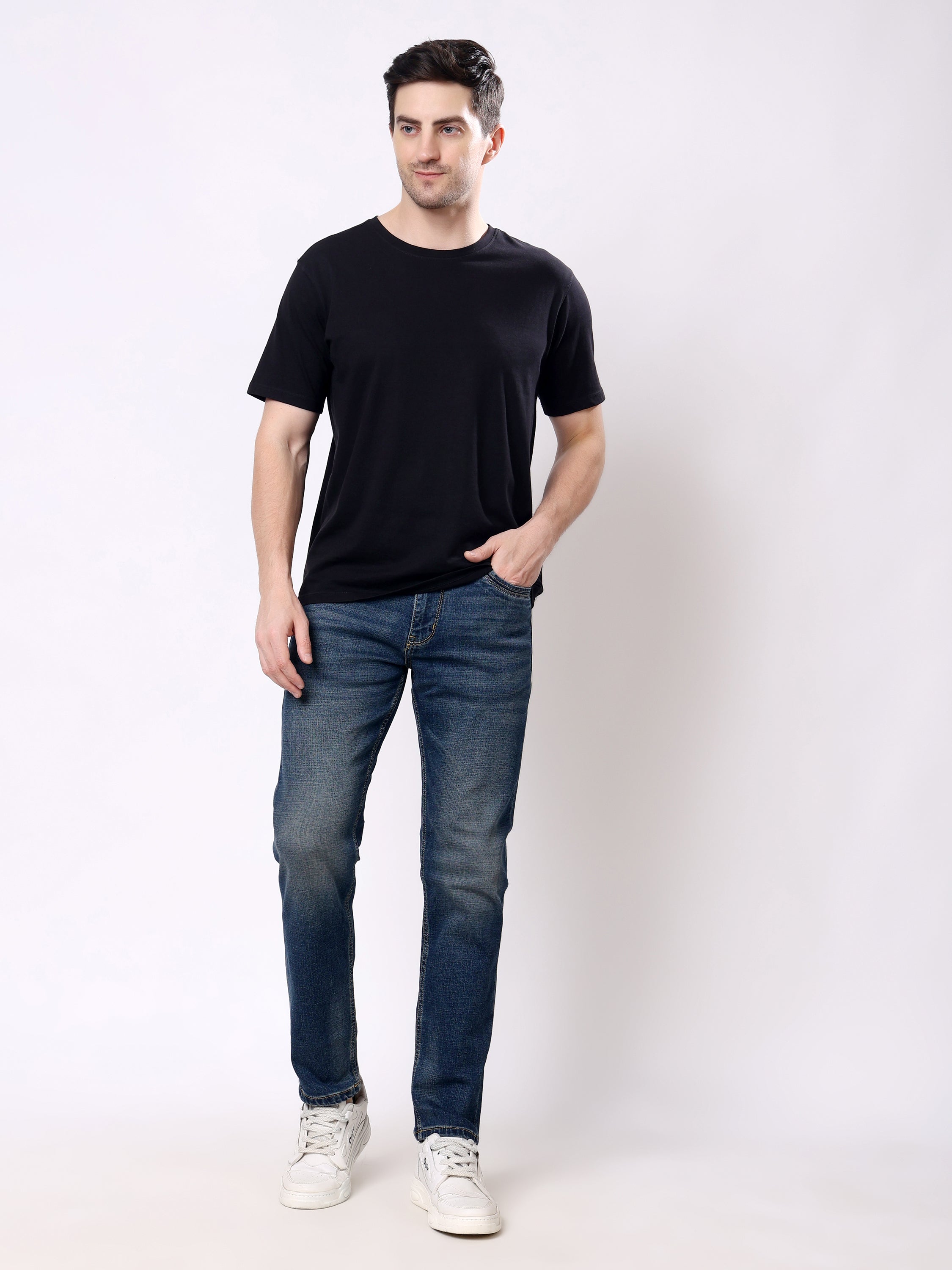 Stylox Men’s Stretchable Slim Fit Mid-Rise Casual Denim Jeans - Stylox