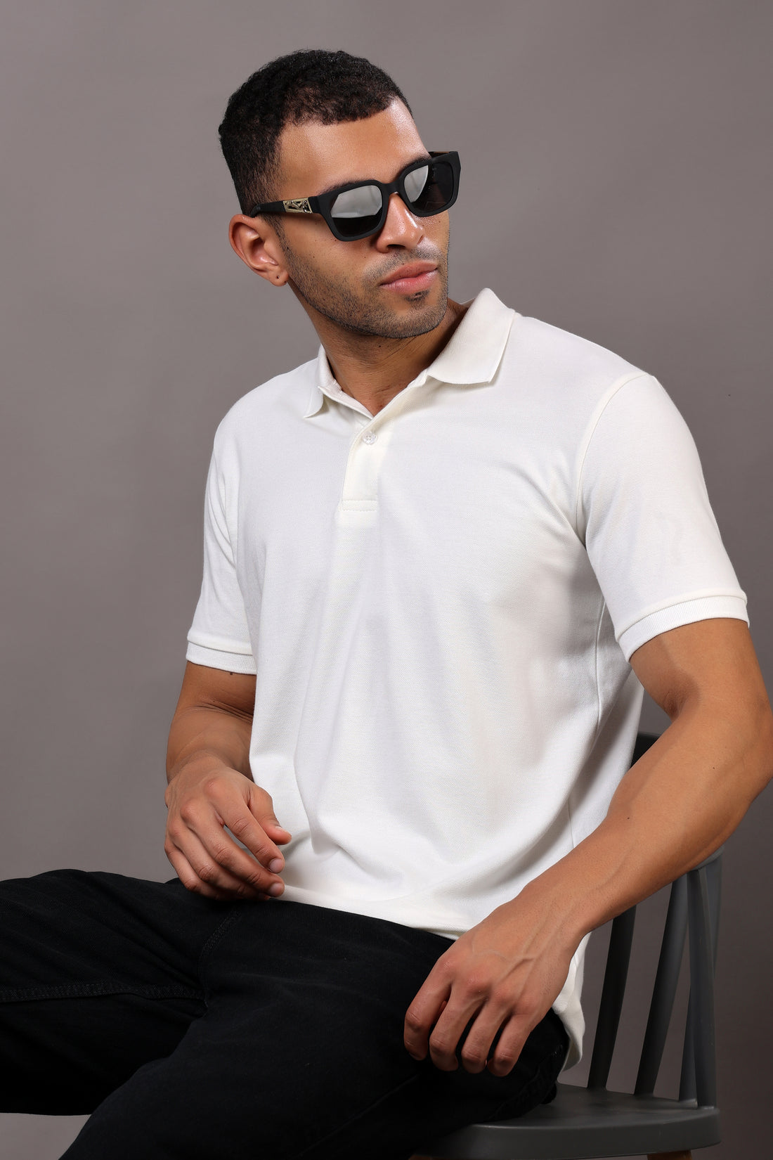 Stylox Men’s Polo Collar Solid T-Shirt - Soft, Breathable &amp; Everyday Wear