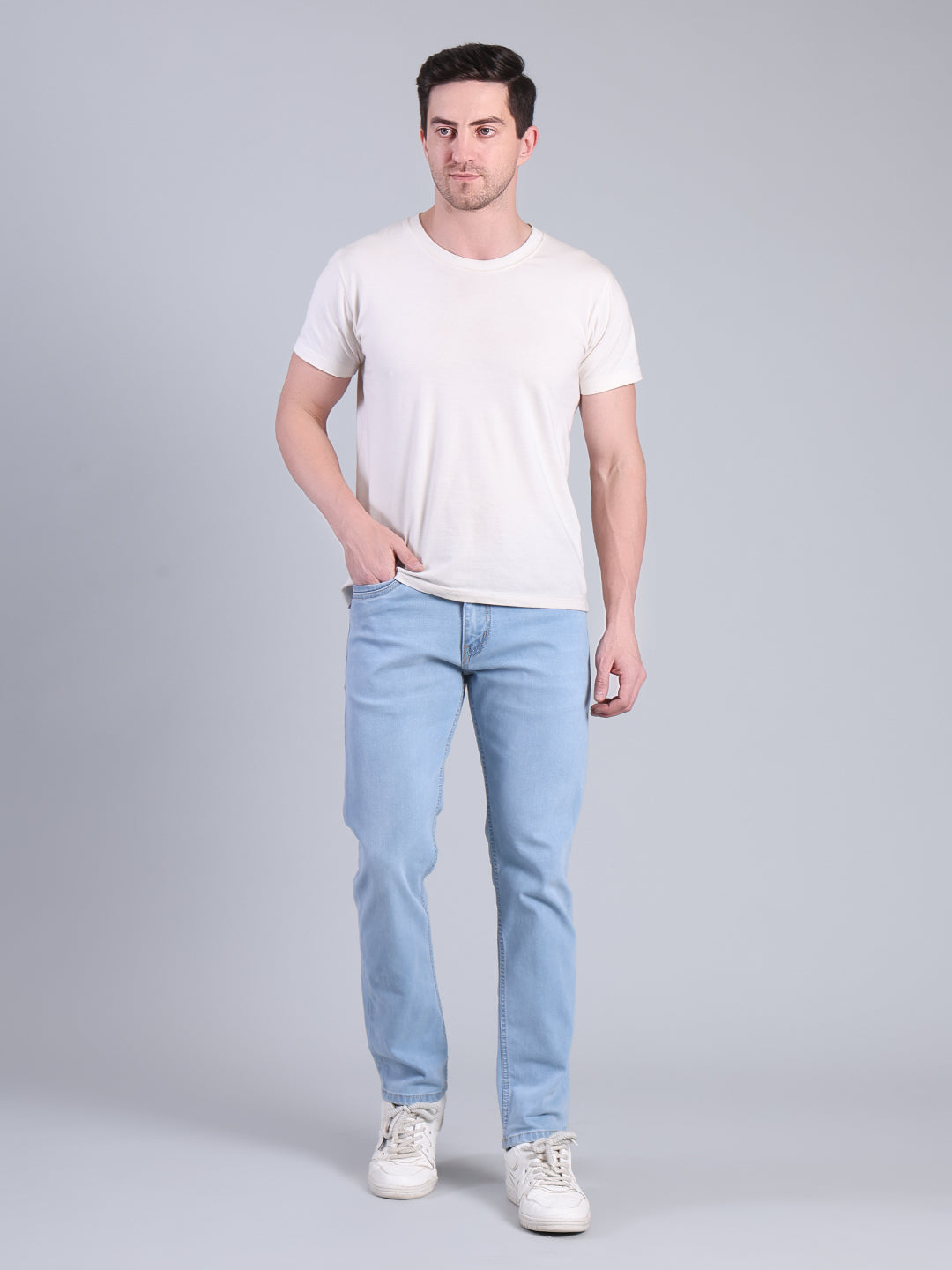 Stylox Men’s Slim Fit Mid Rise Stretchable Jeans (Light Blue) - Stylox