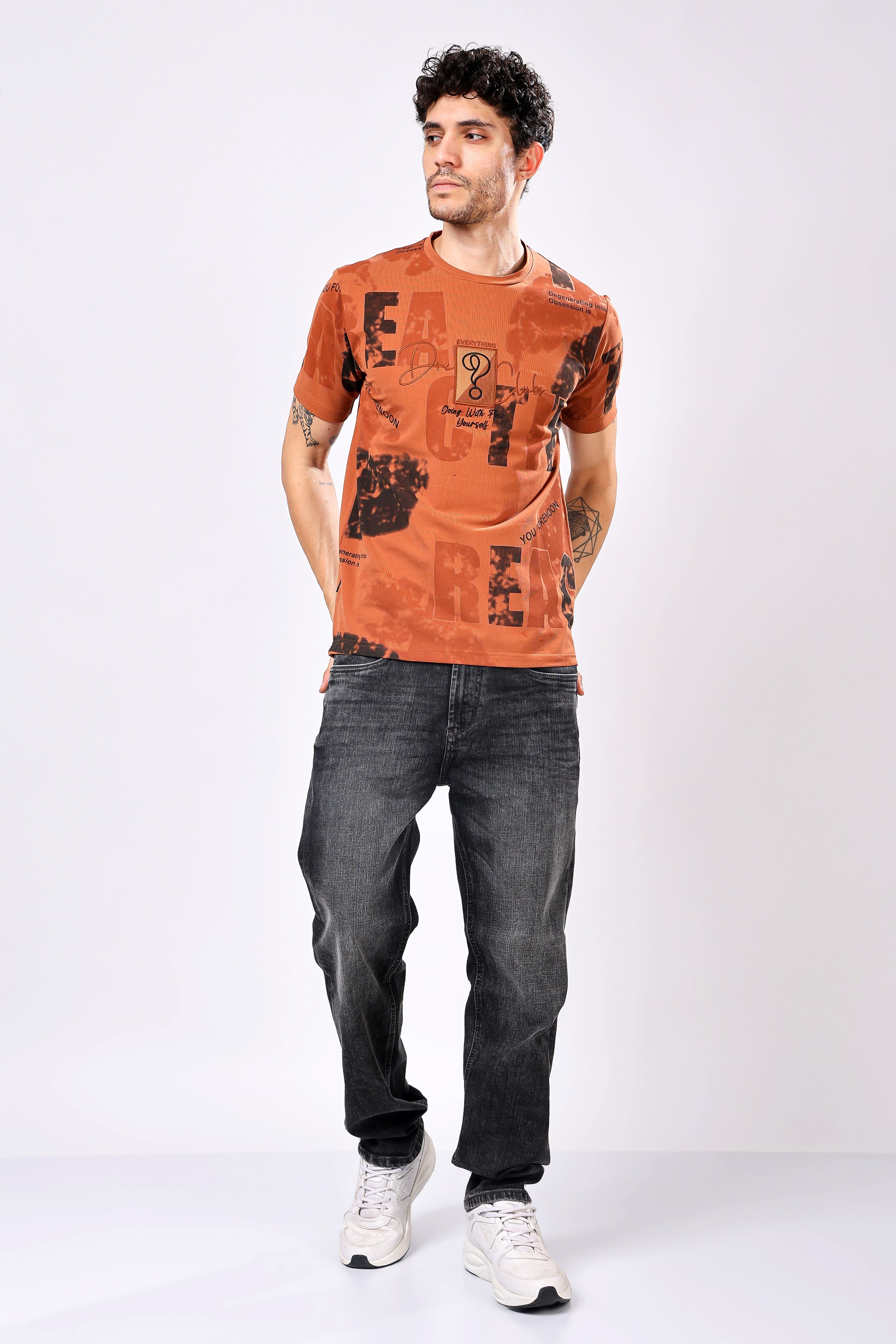 Stylox Men’s Regular Fit Round Neck Half Sleeve Printed T-Shirt | Casual Cotton Graphic Tee for Daily Wear - Stylox