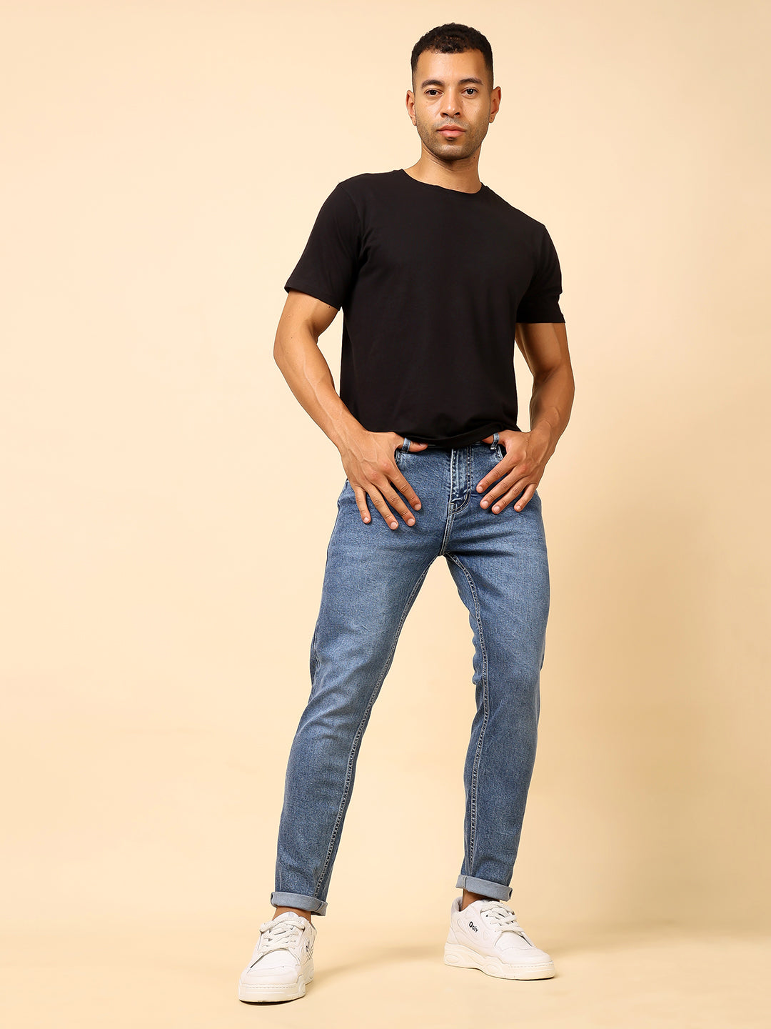 Stylox Men’s Ankle Fit Stretchable Washed Denim Jeans - Stylox