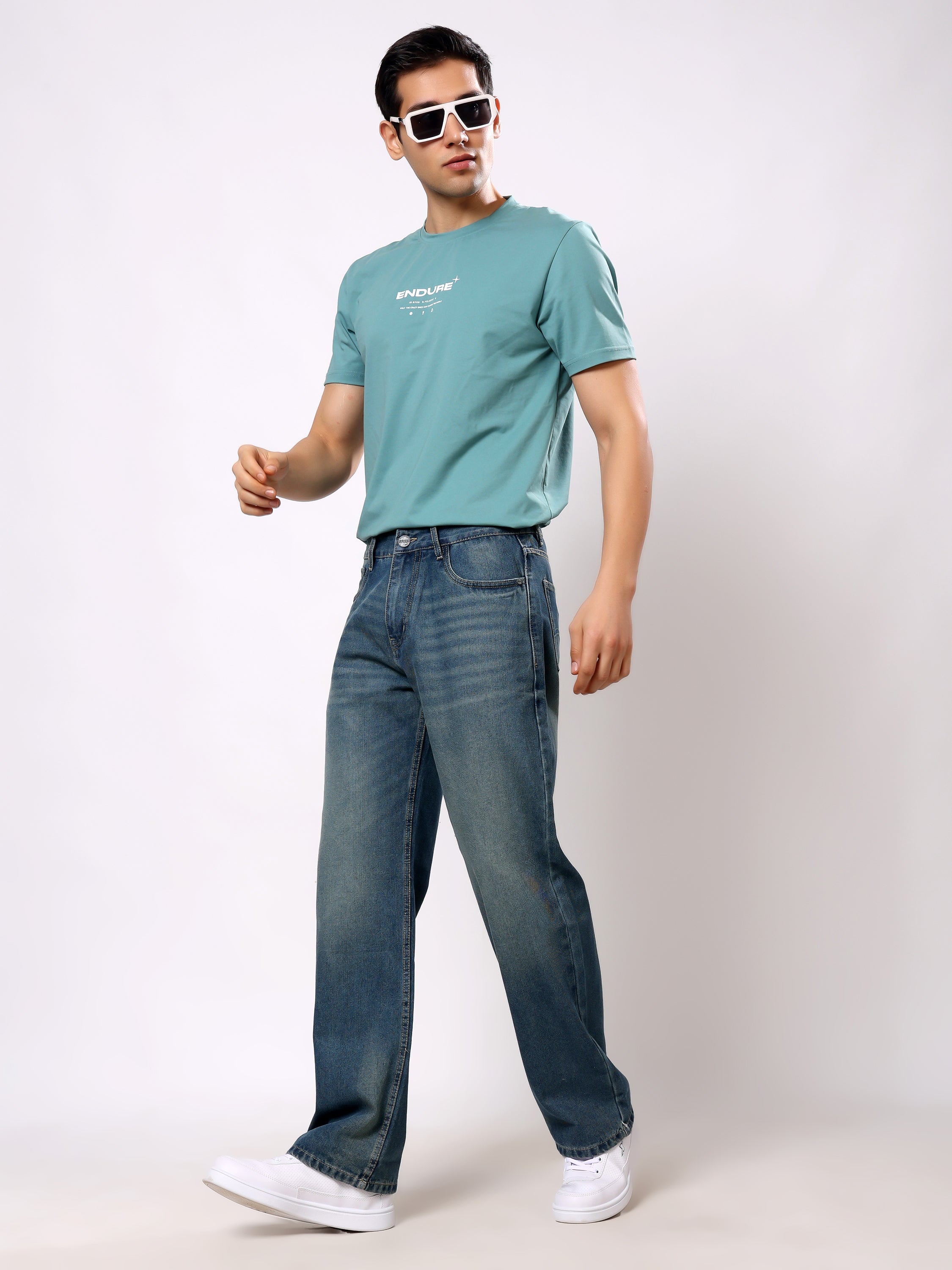 Stylox Men’s Baggy Fit Non-Stretch Wide Leg Casual Streetwear Denim Jeans